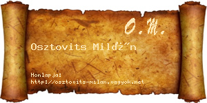 Osztovits Milán névjegykártya